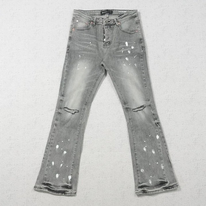 PU pants gray knee hole AT
