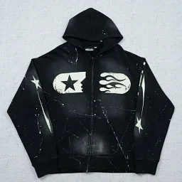 thumbnail for HE sweatshirt hoodie horizontal stripe mask white