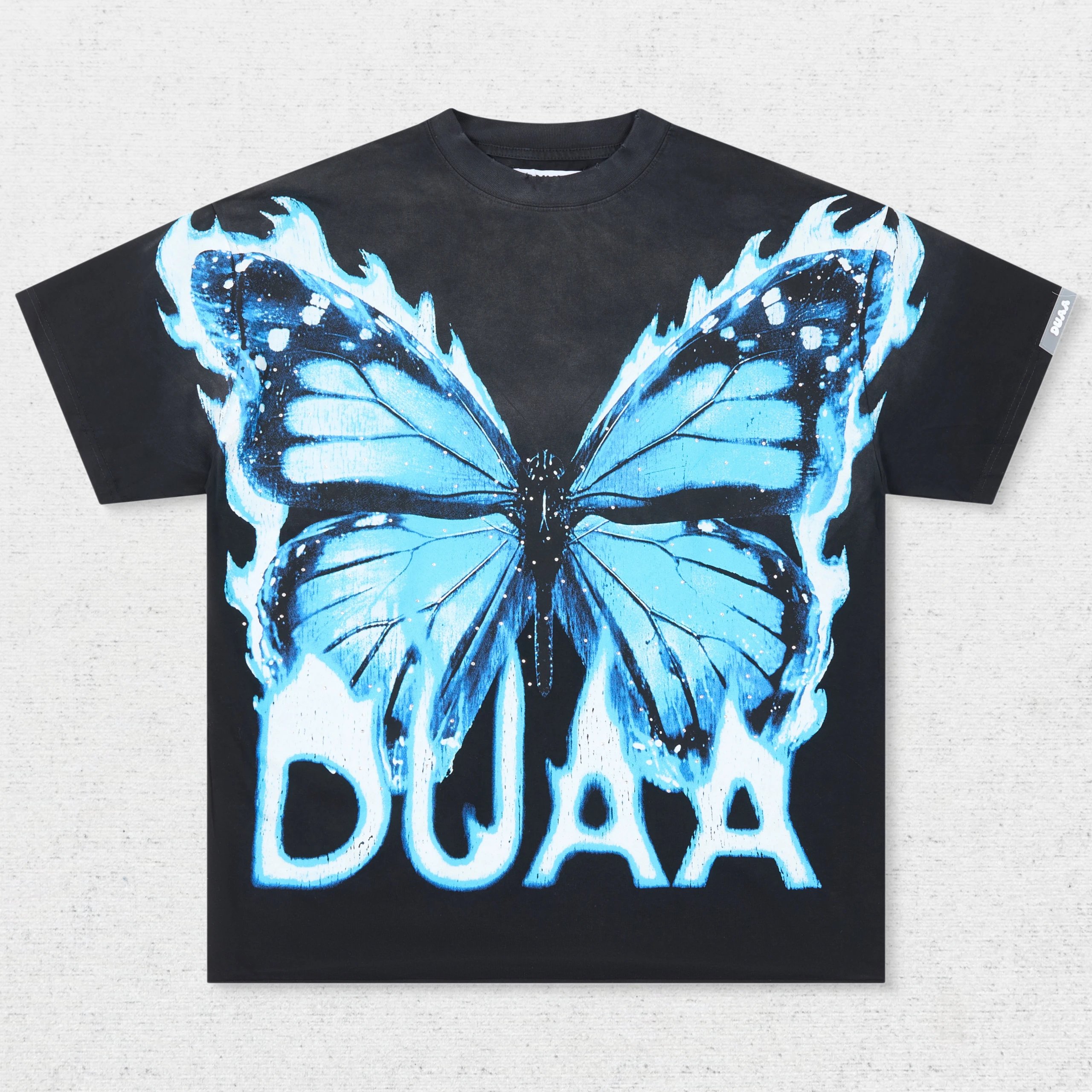 DU Blue Butterfly Letter Print T-Shirt