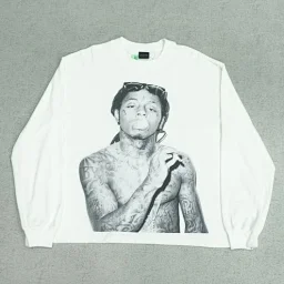 thumbnail for VI Long Sleeve White Liljet Print Hip Hop 350CH