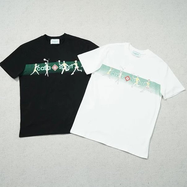 Casablanca Black Tennis Logo Cotton Crew Neck T-Shirt