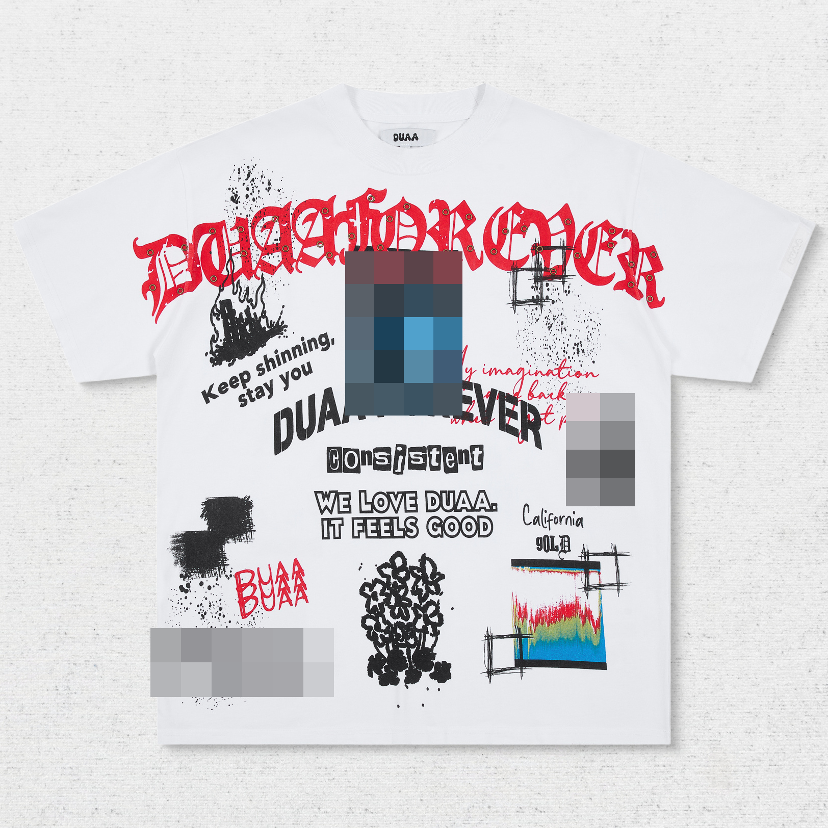 DU Text and Image Collage Print T-Shirt