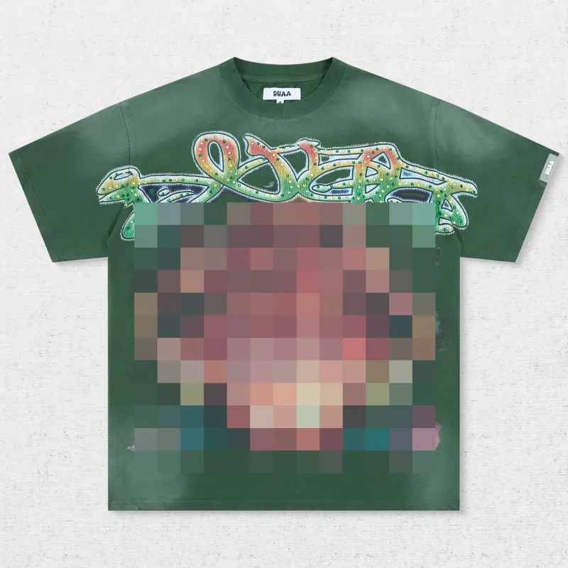 DU Cursive Letter Rhinestone T-Shirt