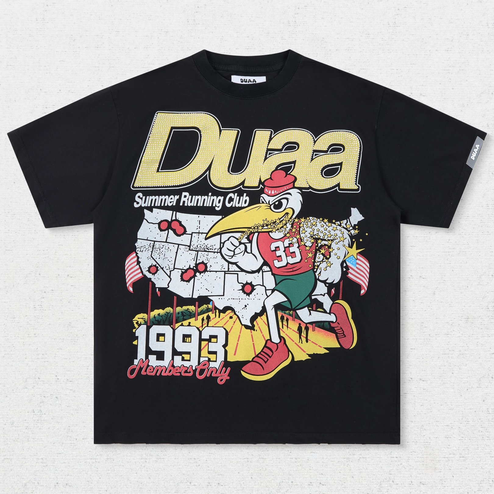 DU Cartoon Duck Basketball Print T-Shirt