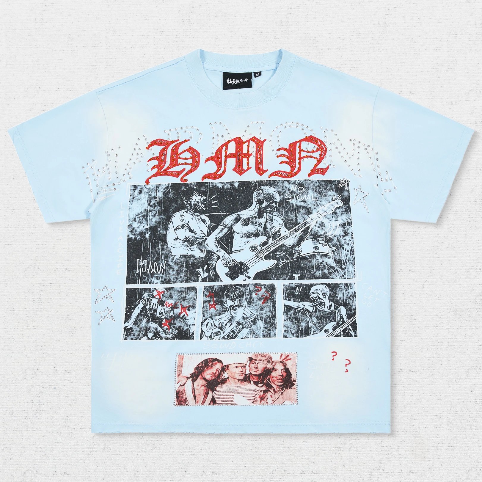 Ha Black and White Comic Red Letter T-Shirt