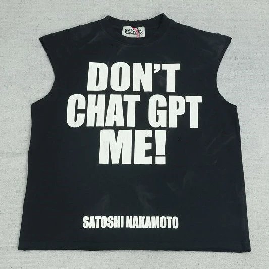 SAT Vest CHATGPT Letter Cracked Wash Distressed R1154