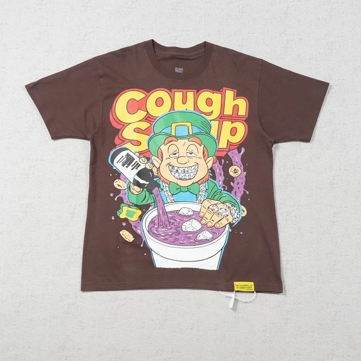 Cou短袖棕色卡通人物印花
