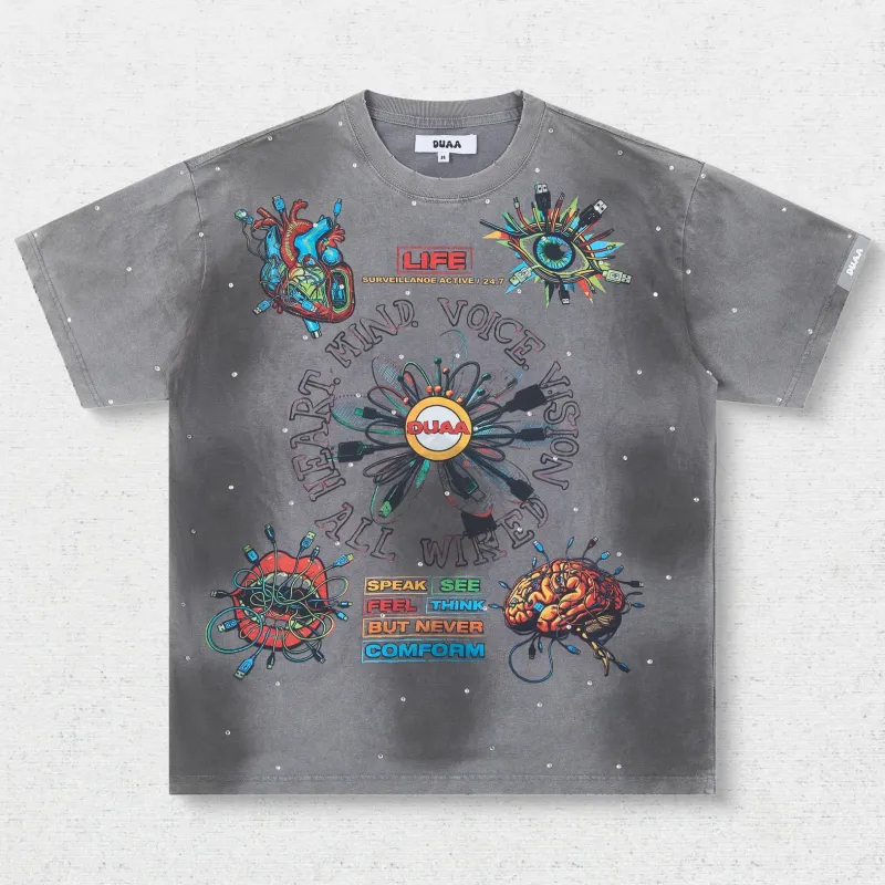 DU Heart Eye Brain Graffiti T-Shirt
