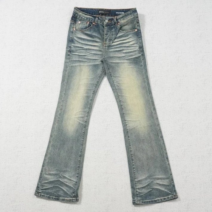 PU Leather Pants Distressed Faded Yellow AT