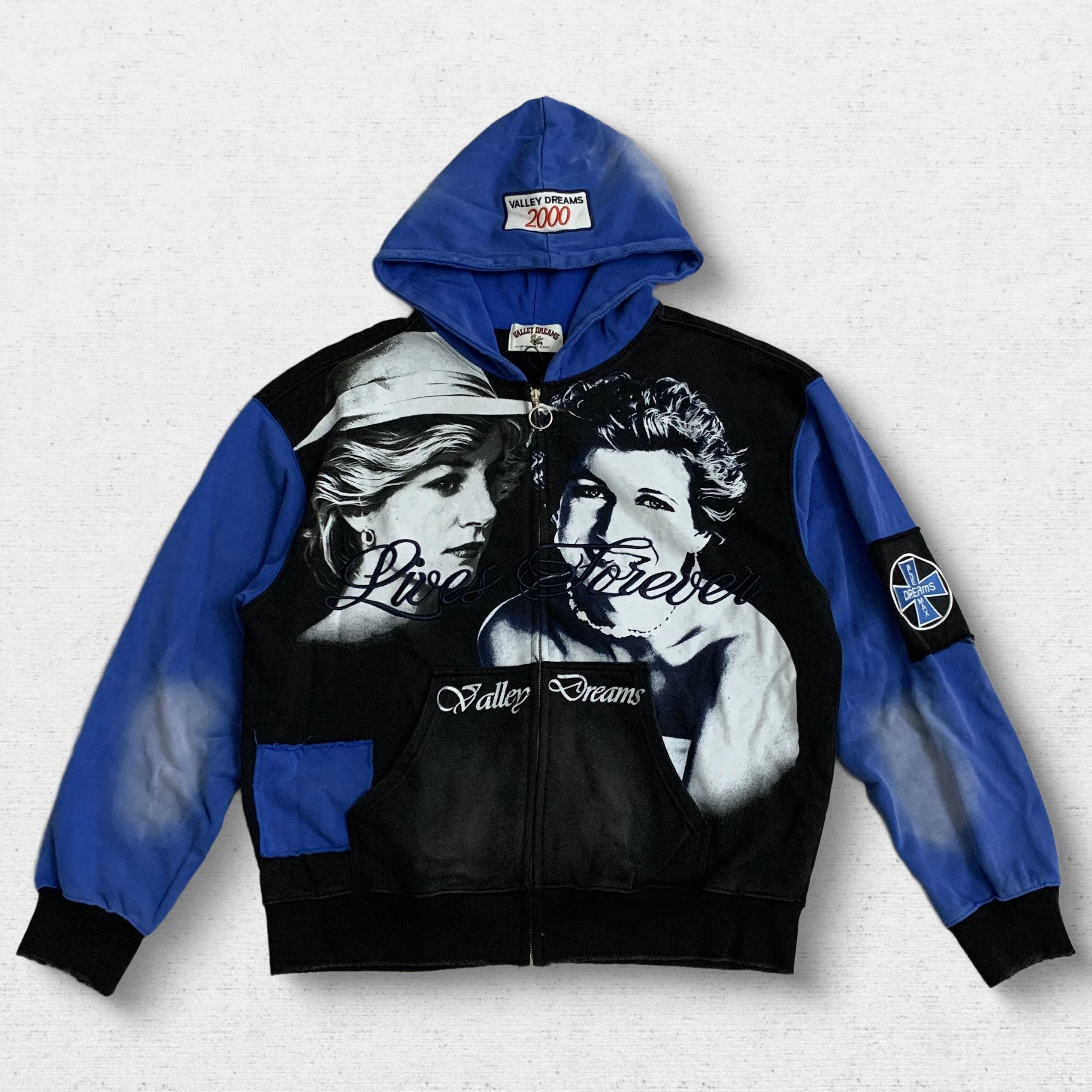 VF Blue Black Colorblock Portrait Zip Hoodie
