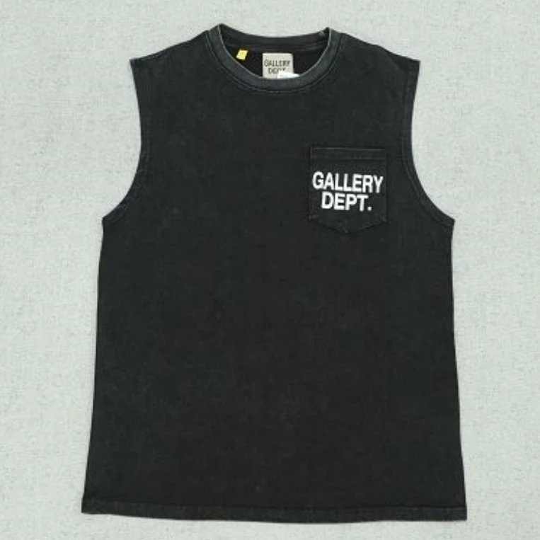 GA Vest Short Sleeve Black White GA Letter A526