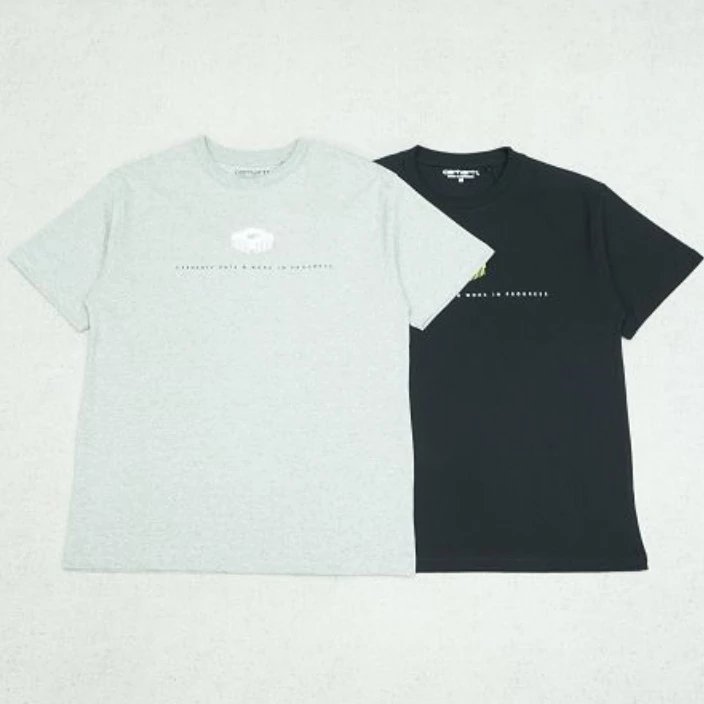 Carhartt Light Gray Logo Short Sleeve Cotton T-Shirt
