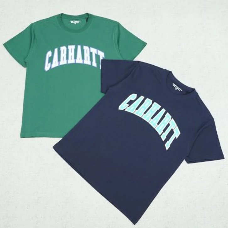 Carhartt Navy Arched Logo Cotton T-Shirt Unisex Streetwear