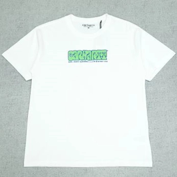 Carhartt White Green Graffiti Logo Cotton T-Shirt Unisex