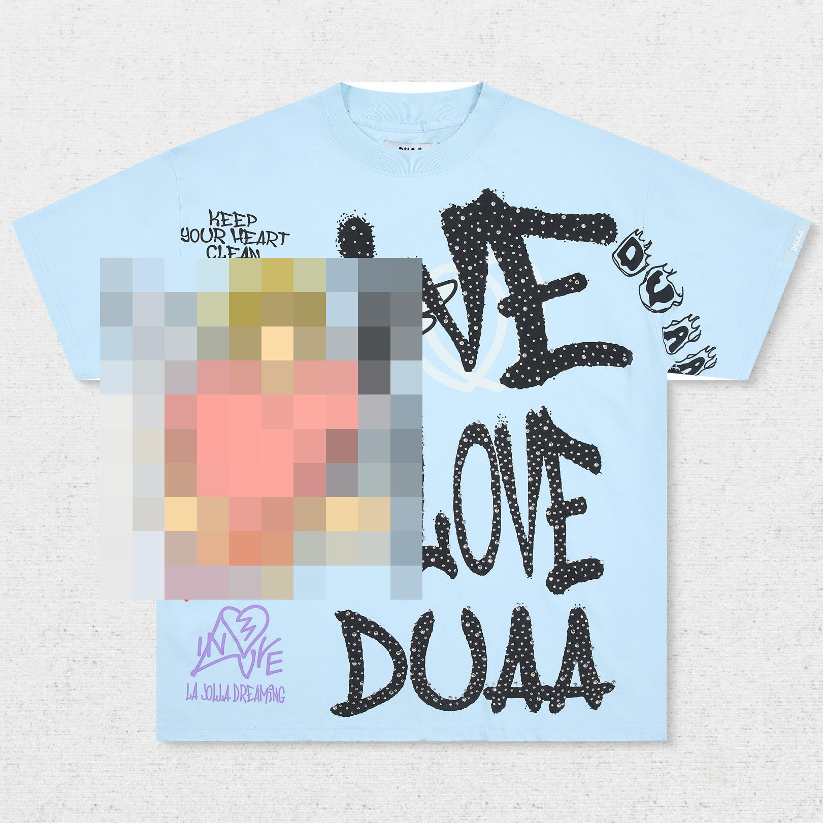 DU Script Letter Graffiti Print T-Shirt