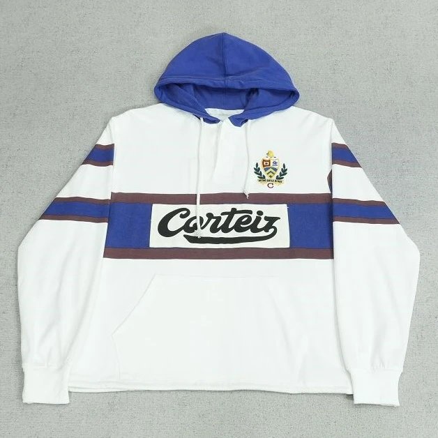 CT hoodie with white blue stitching and black letters 719WMN