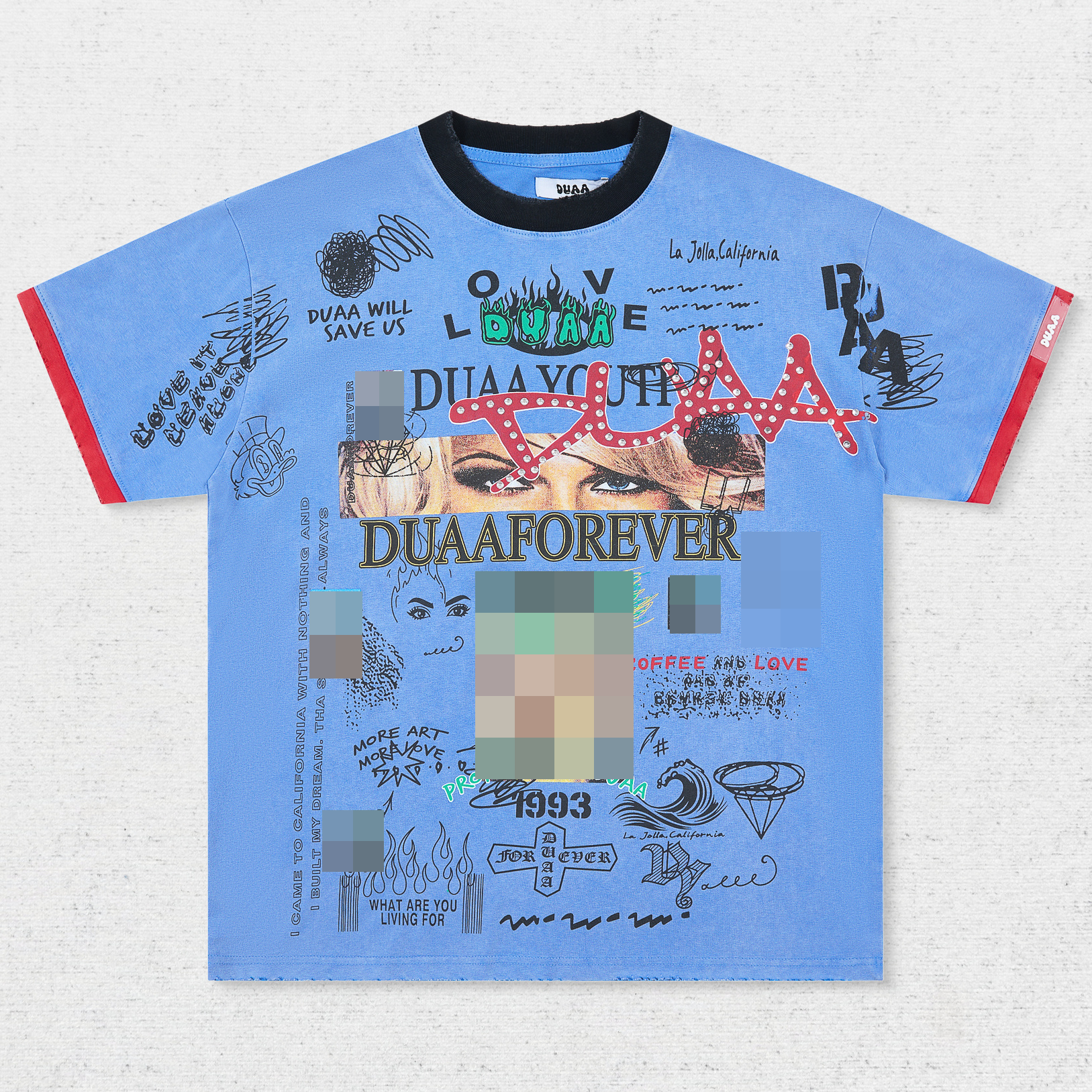DU Full-Print Text Image Collage T-Shirt