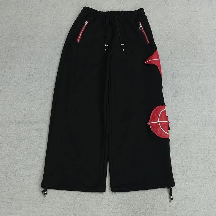 TC长裤红色几何贴皮刺绣直筒R1170