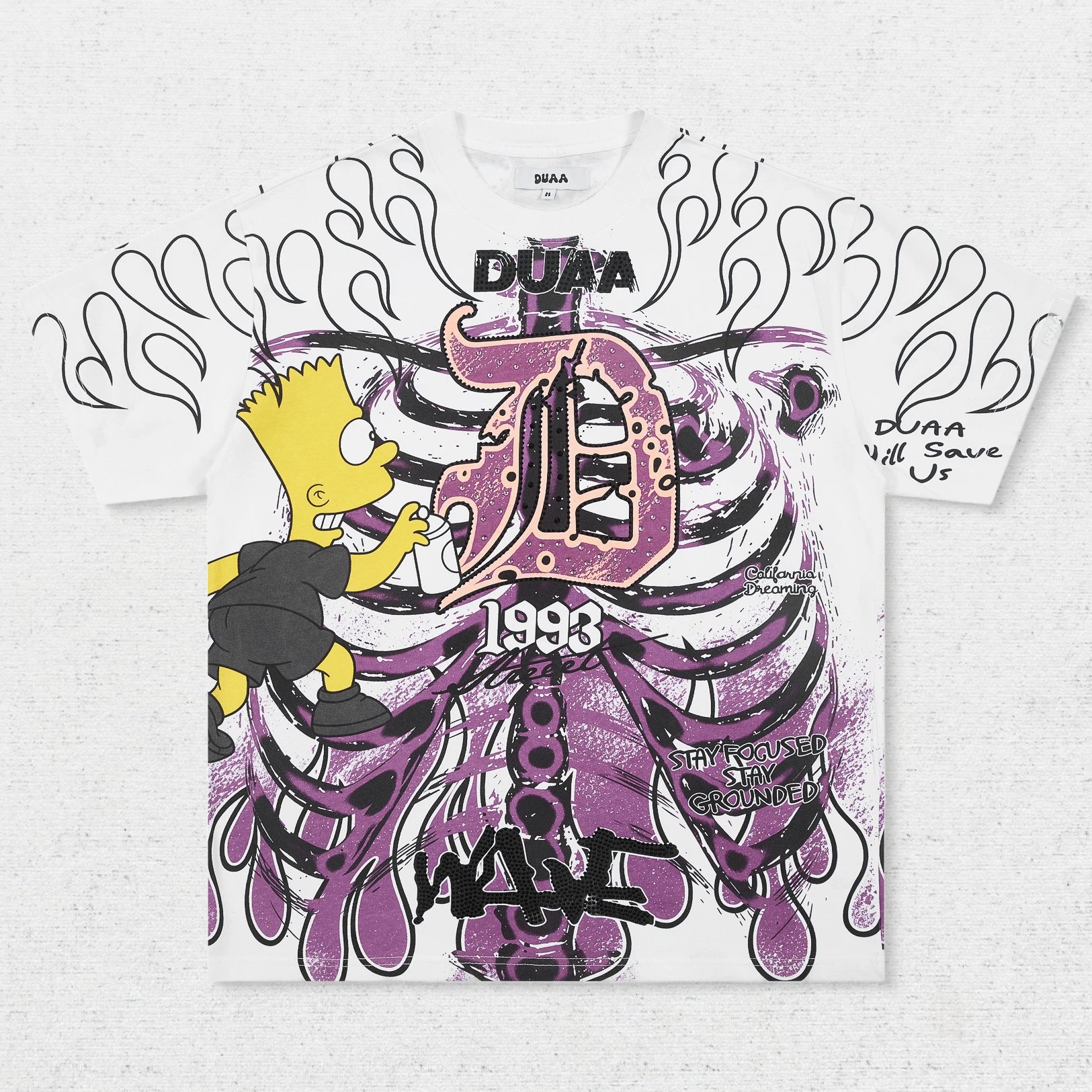 DU Cartoon Skeleton Graffiti T-Shirt