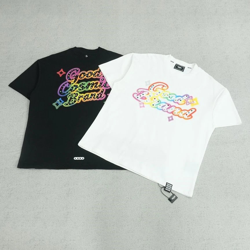 GO短袖霓虹渐变logo烫钻R1056
