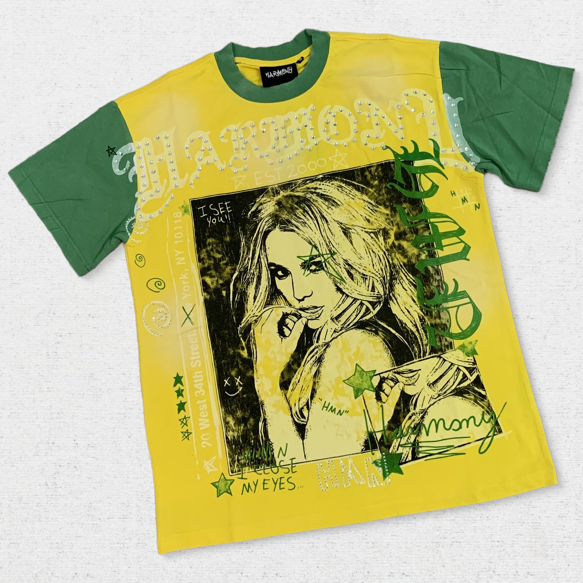 Ha Blonde Character Cartoon Color Block T-Shirt