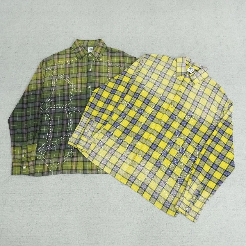 VA shirt plaid striped distressed P805