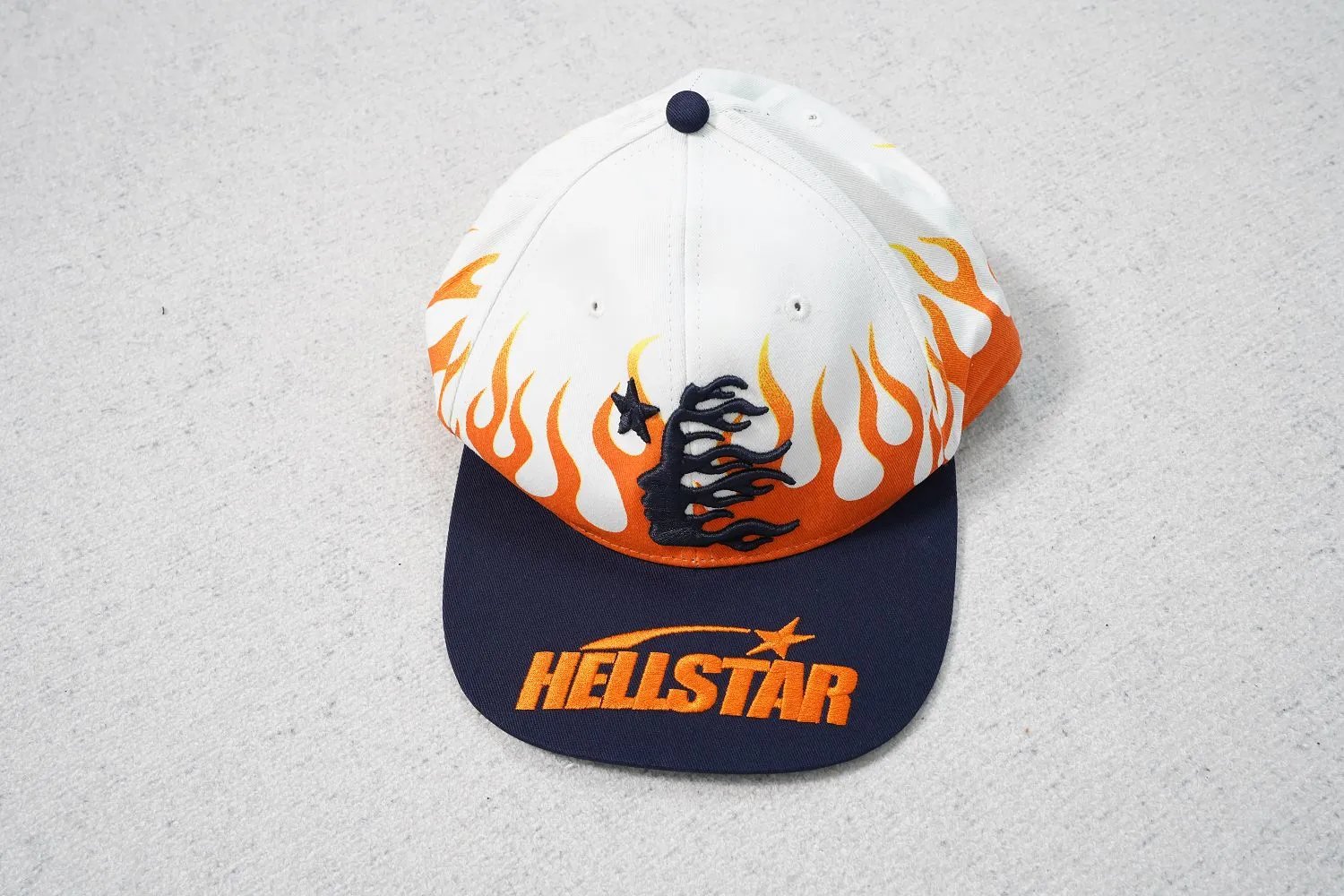 HE Hat Black & White, Orange Flame