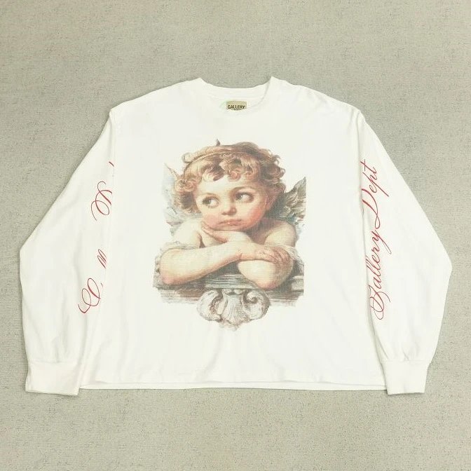 GA long sleeved white angel figure print 180CTS