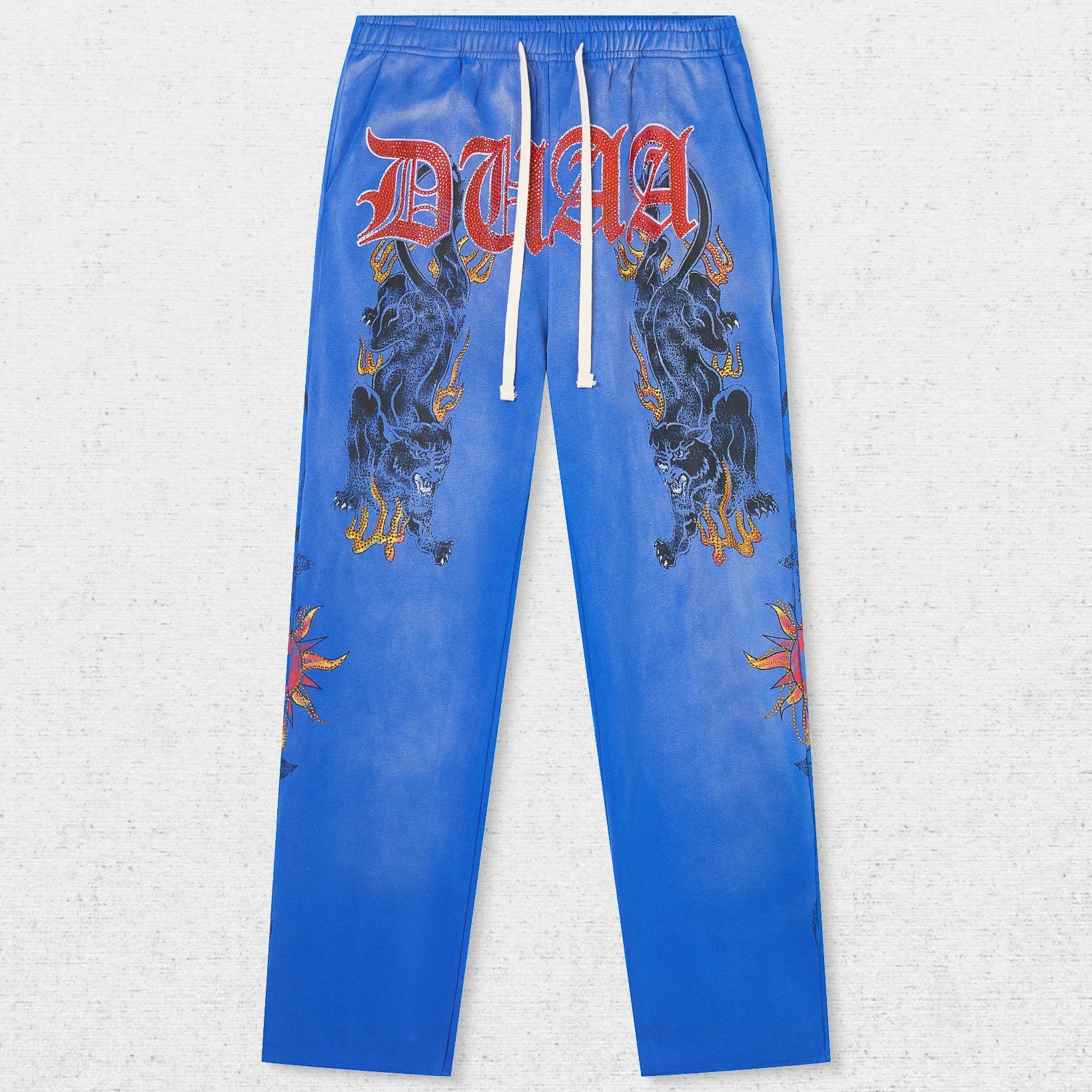 DU Leg Letter Floral Drawstring Pants