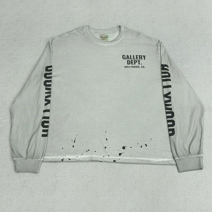 GA long sleeved gray sleeve arm letters splashed ink 182CTS