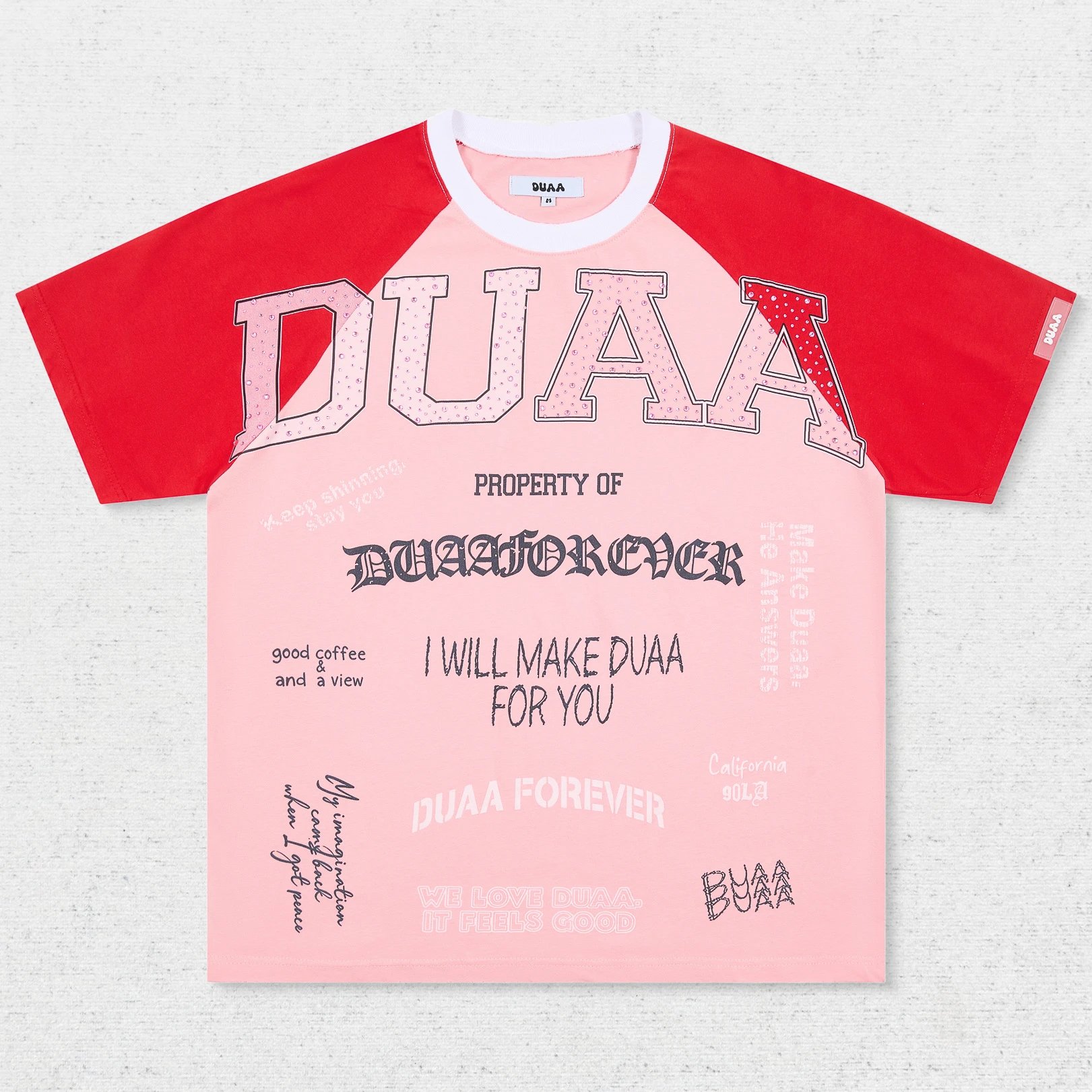 DU Colorblock Letter Rhinestone T-Shirt