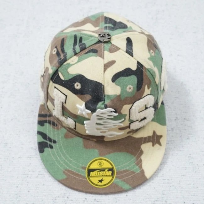 HE hat camouflage circle white towel