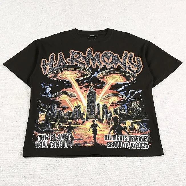 UFO City Rhinestone Washed Vintage T-Shirt