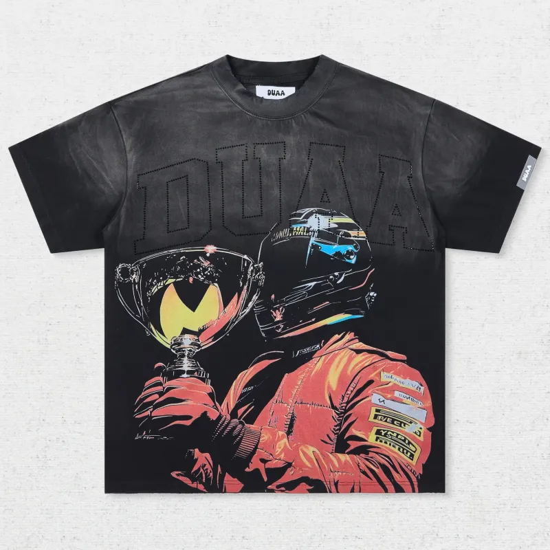 DU Race Car Helmet Trophy Print T-Shirt