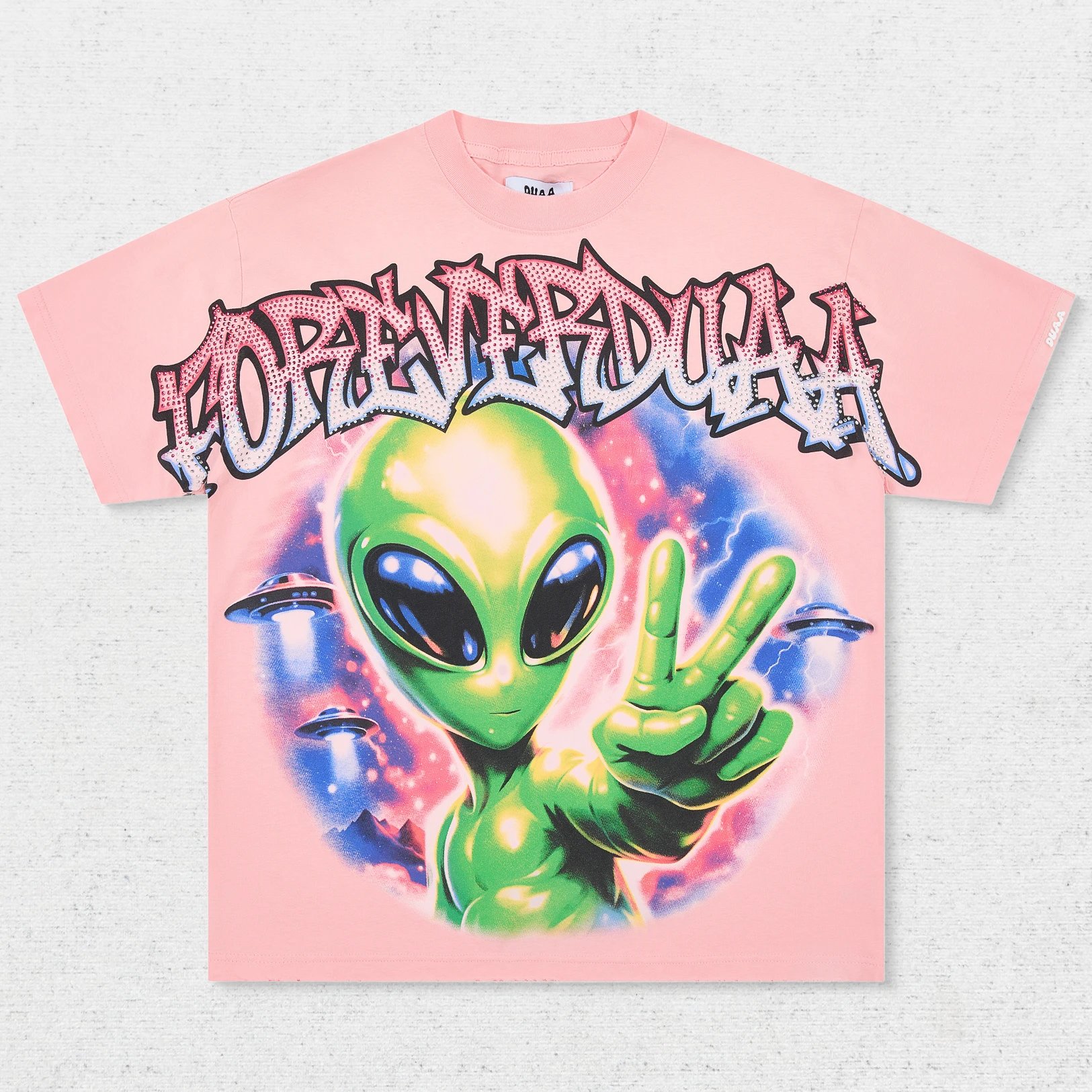 DU Alien Hand Letter Print T-Shirt