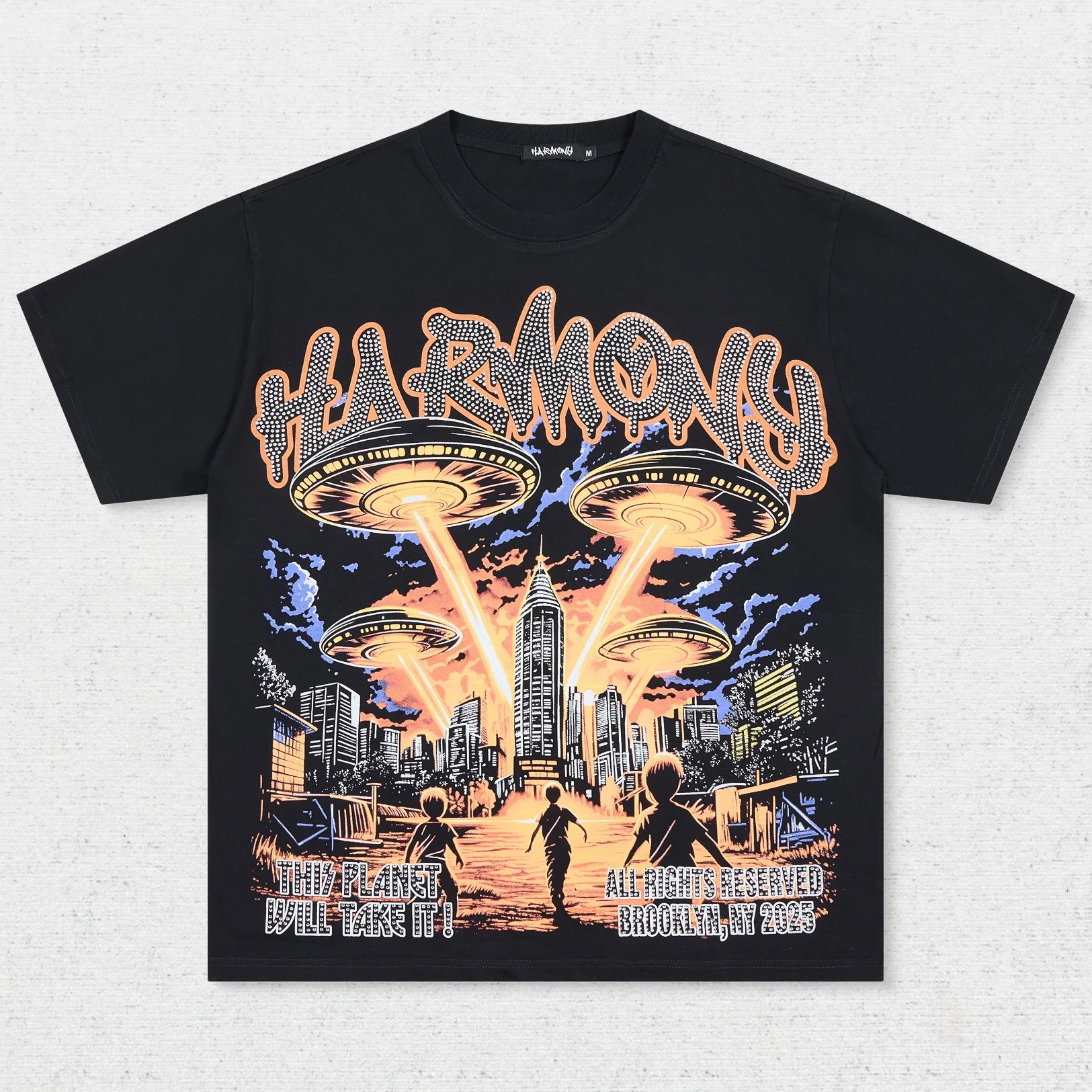 Ha UFO Beam City Print T-Shirt