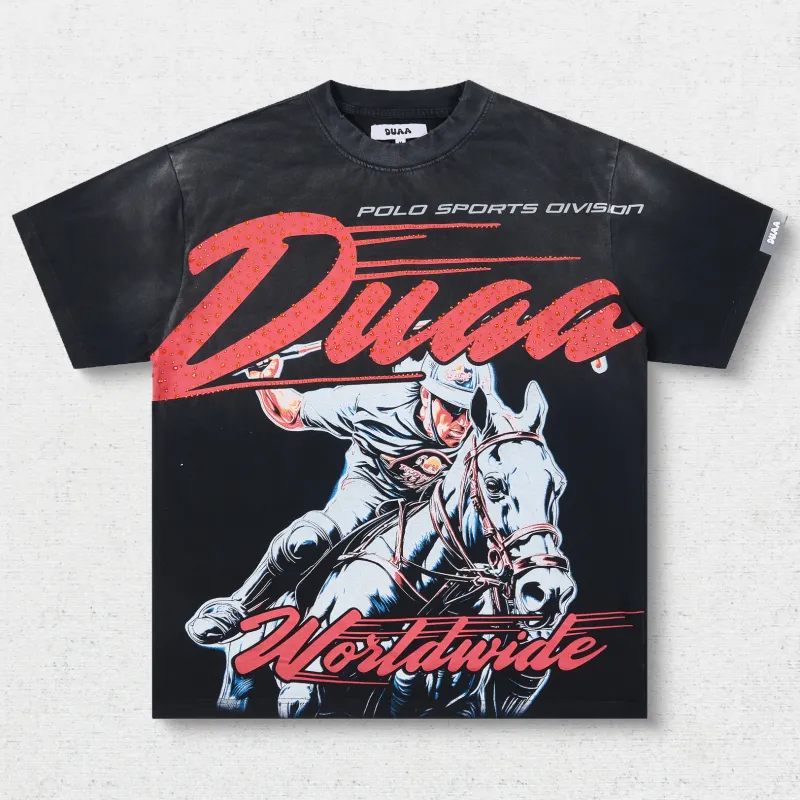 DU Polo Rider Letter Print T-Shirt