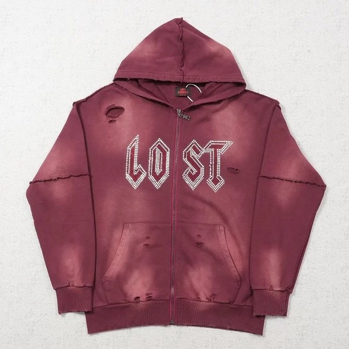 Lost Distressed Zipup Hoodies