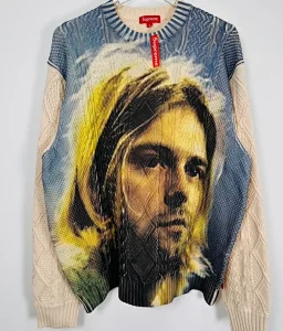 thumbnail for 23SS KURT COBAIN SWEATER 柯本人物图案麻花针织/毛衣 米白色