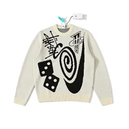 thumbnail for 9000 [**Version] Co-branded SS23 Logo Graphic Print Crew Neck Pullover Knit Asian Edition Unisex 
1000+ on sale, the original version is 100% wool, the original custom yarn, the upper body is versatile, the purchasing level, and the high gram