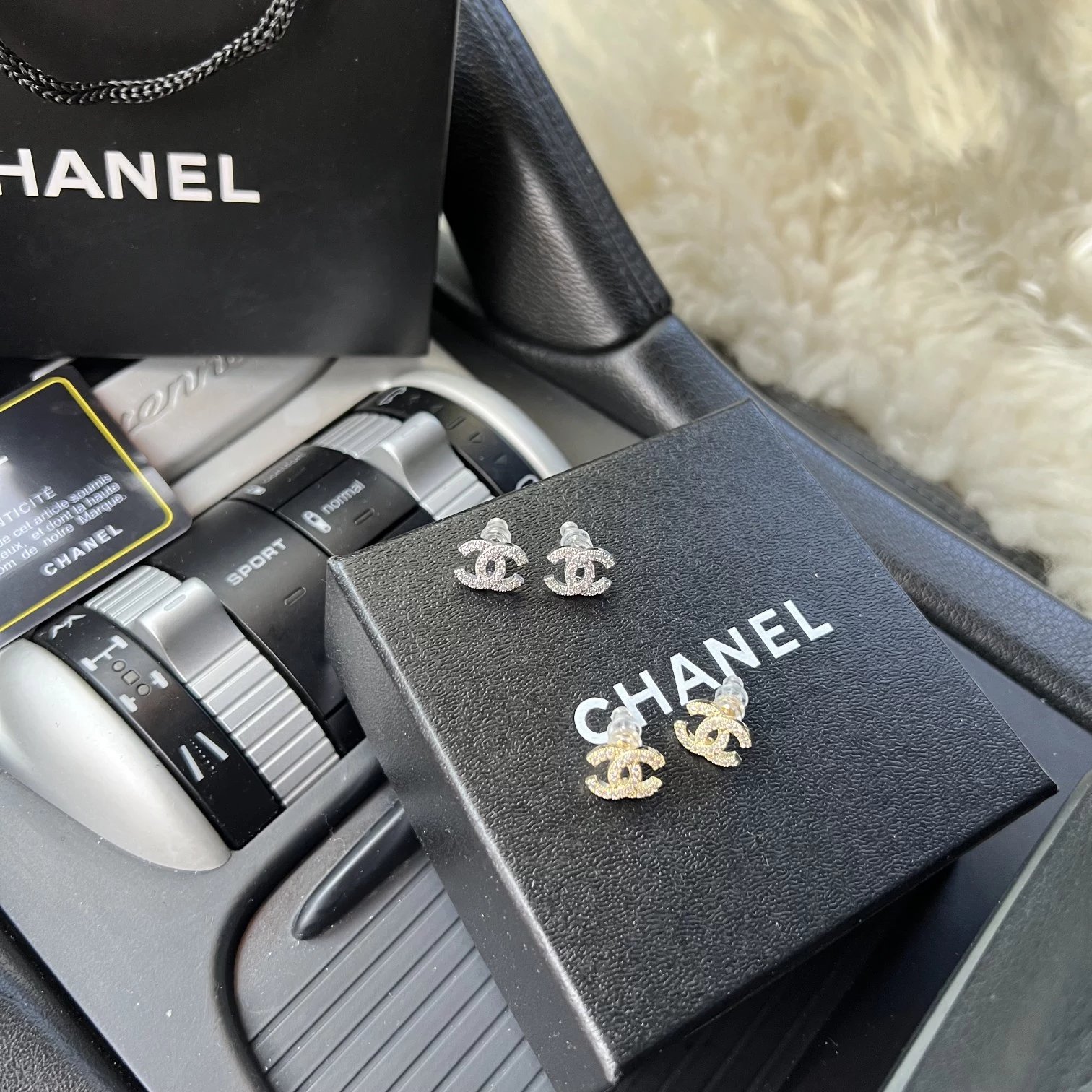 Chanel CC Logo Stud Earrings [
