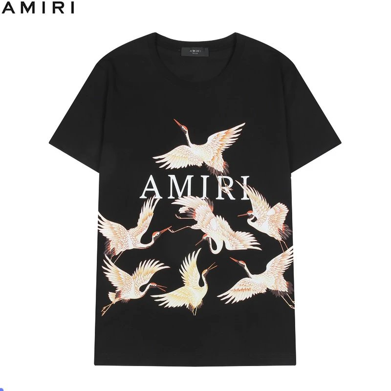2021新款AMIRI采用奥戴尔面料飞翔的和平鸽子➕AMIRI字母LOGO数码直喷短袖T恤 - 133600