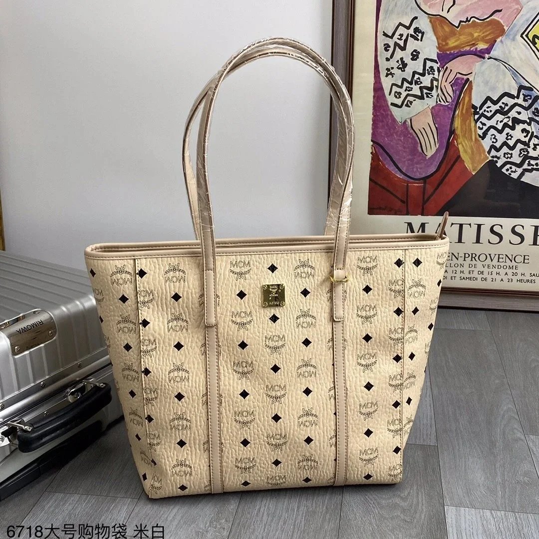 MCM Visetos Large Shopper Tote Bag