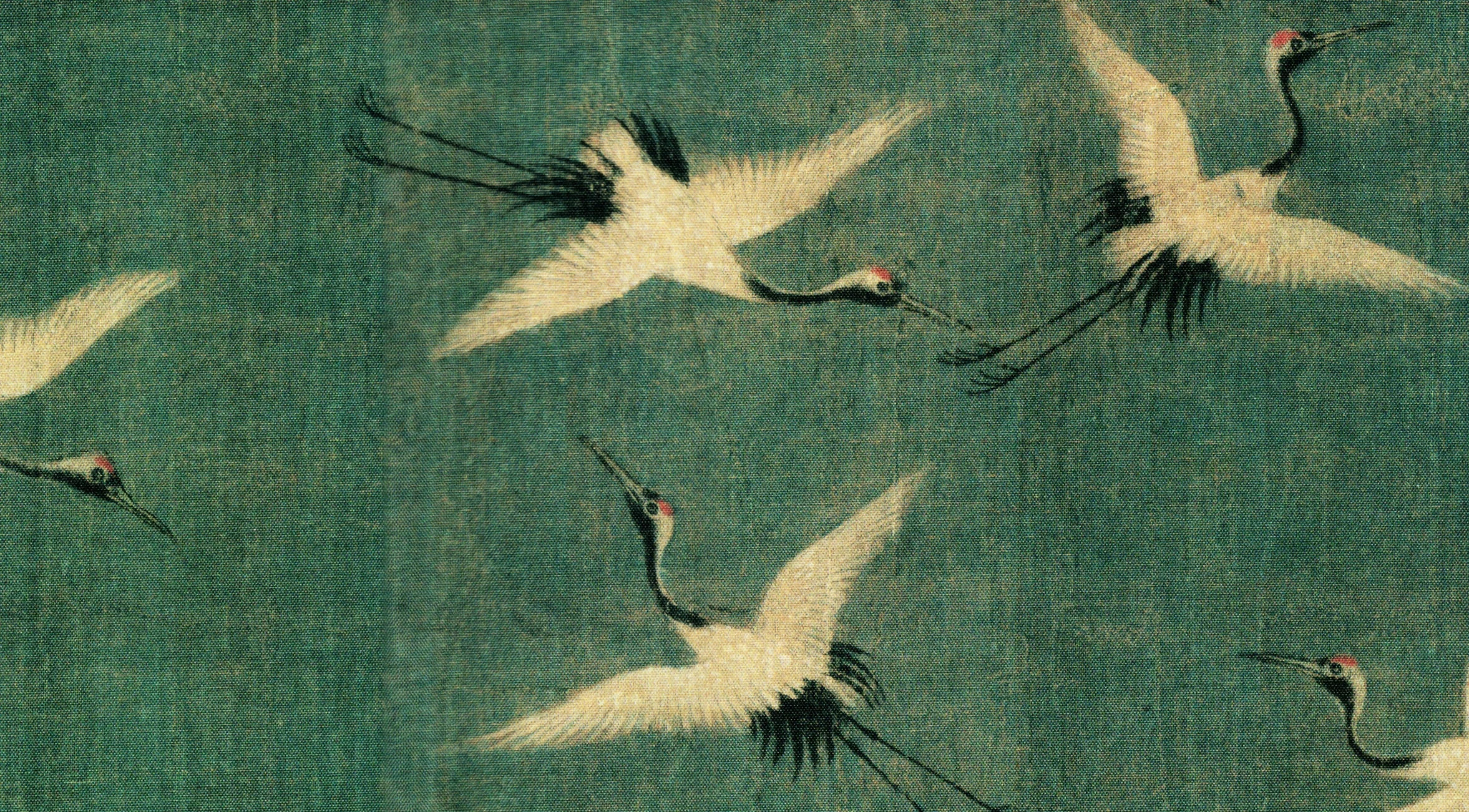 宋徽宗赵佶瑞鹤图绢本（仿绢布高清复制品）