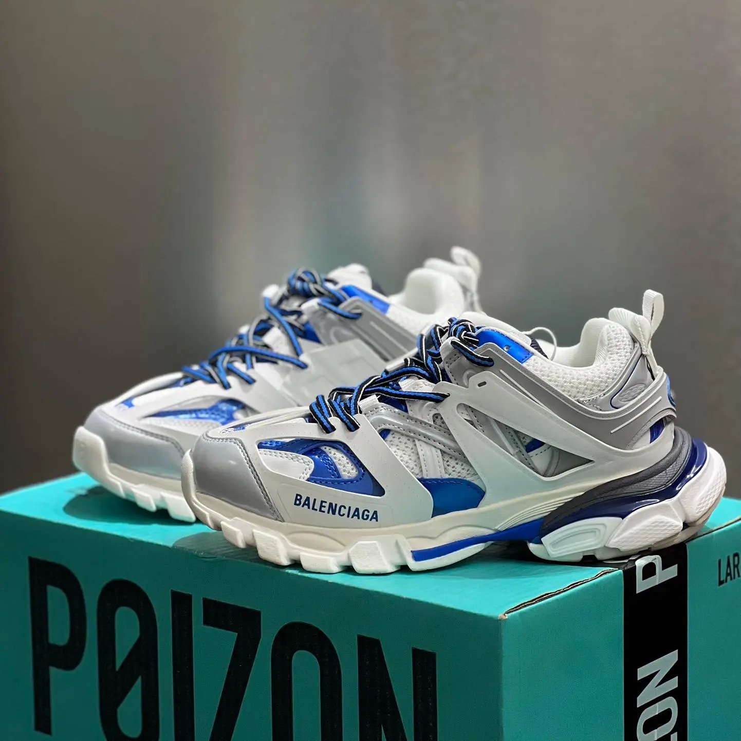 Balenciaga Track Sneaker White Grey Blue