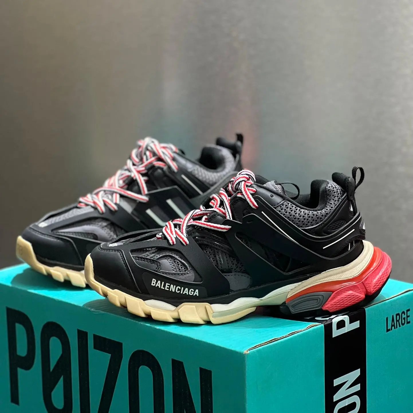 Balenciaga Track Sneaker Black Red Laces