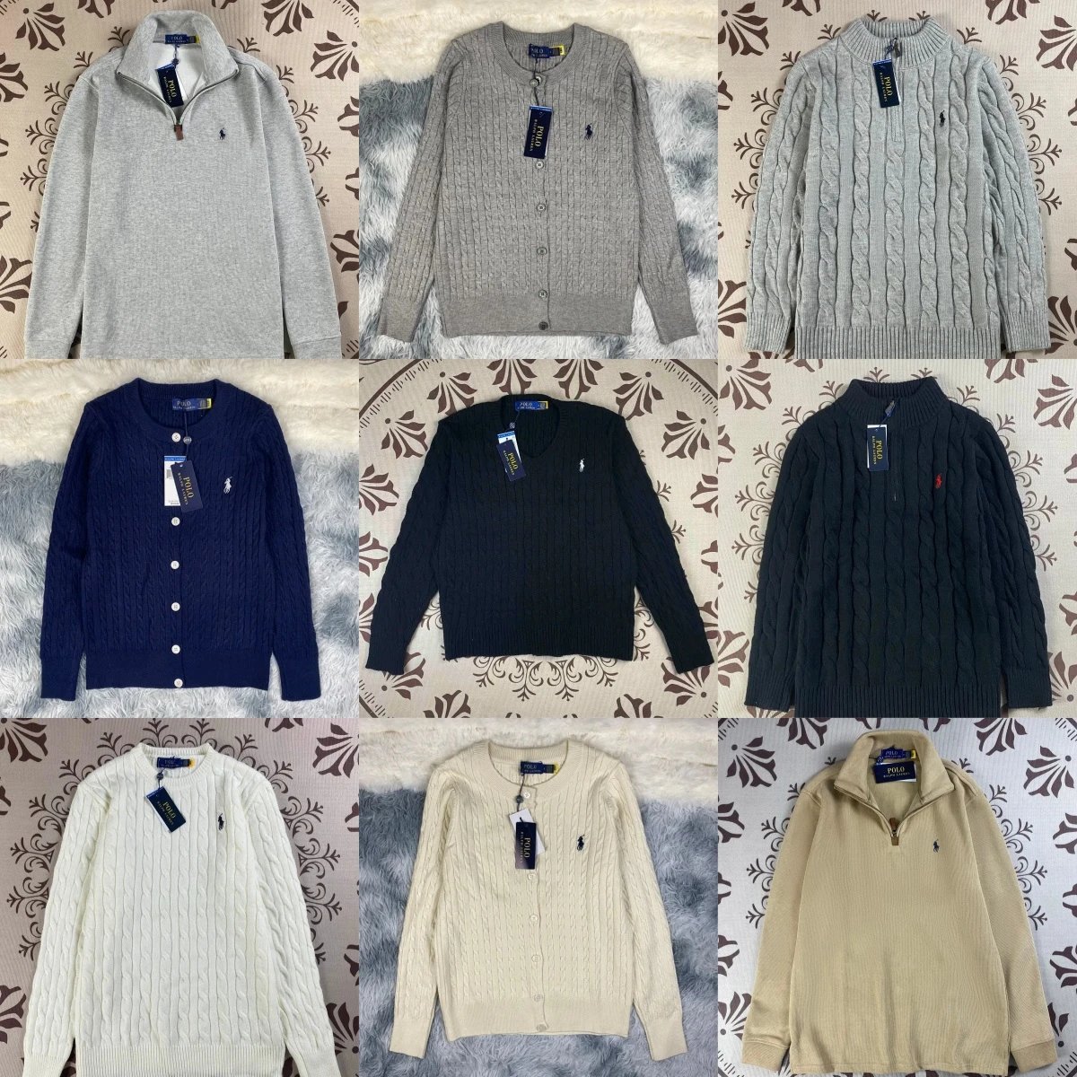 Ralph Lauren Cable Knit Cardigan Sweaters in Various Colors
