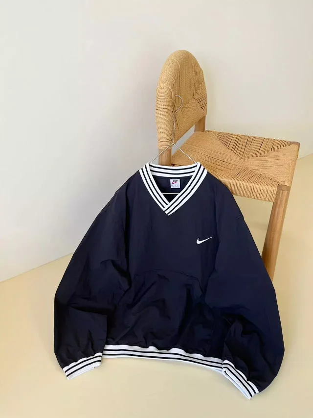 Nike Jackets V-Neck Striped-Trim Pullover Windbreaker product detail image 6