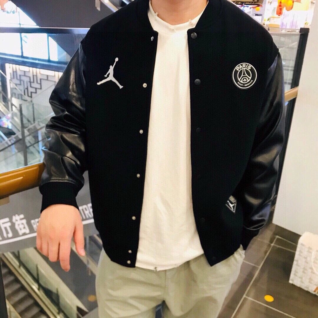 Air Jordan 巴黎圣日耳曼联名款毛呢棒球夹克