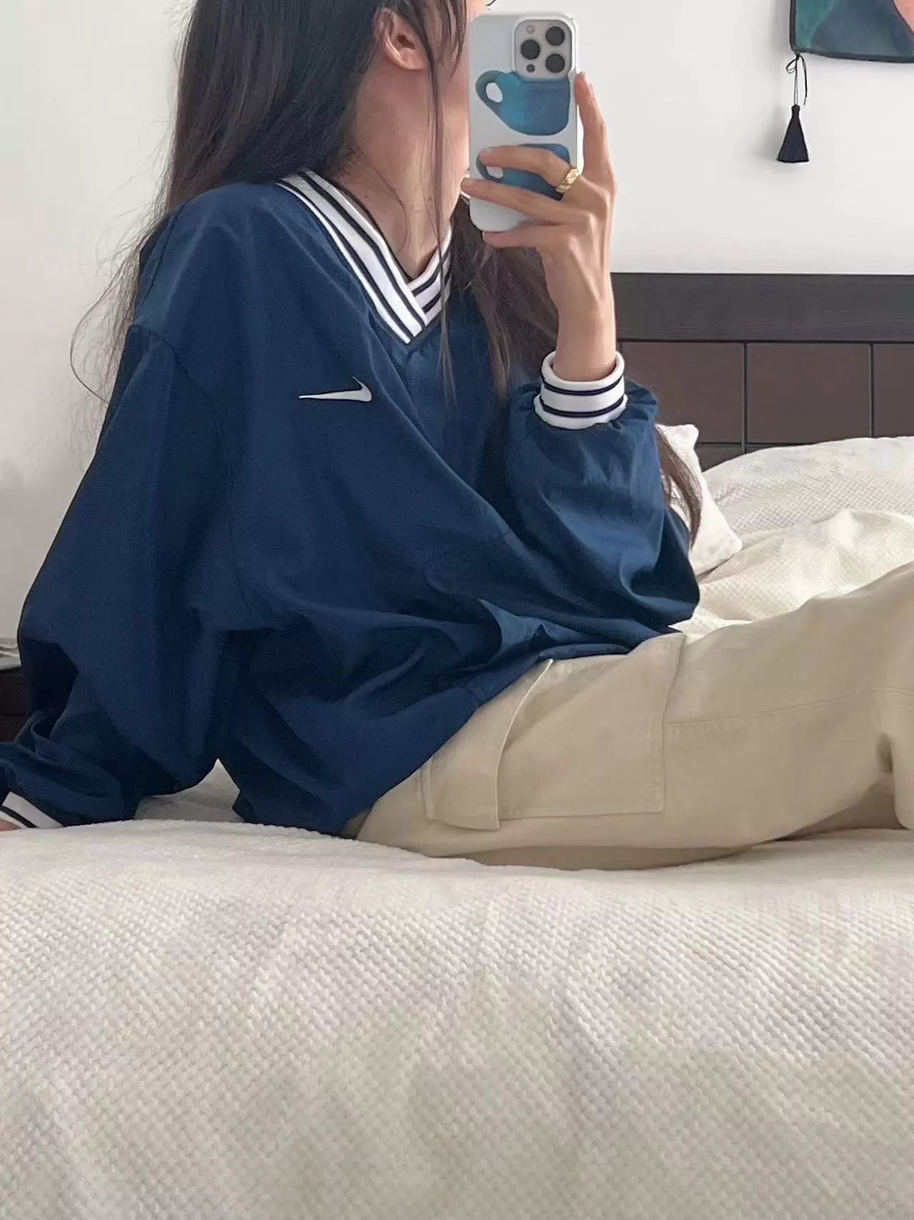 Nike V-Neck Windbreaker Navy Blue - 22